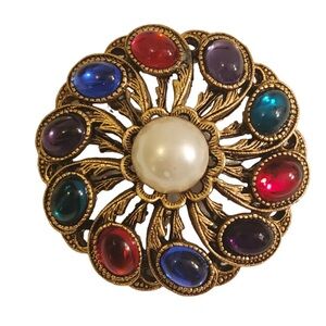 Vintage-French Mogul Gripoix Style Brooch